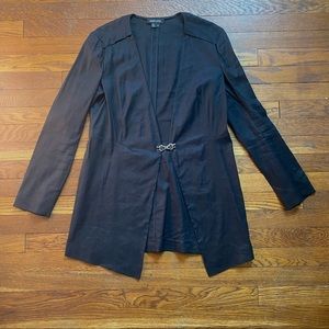 Paperwhite black linen blend long line blazer size 4